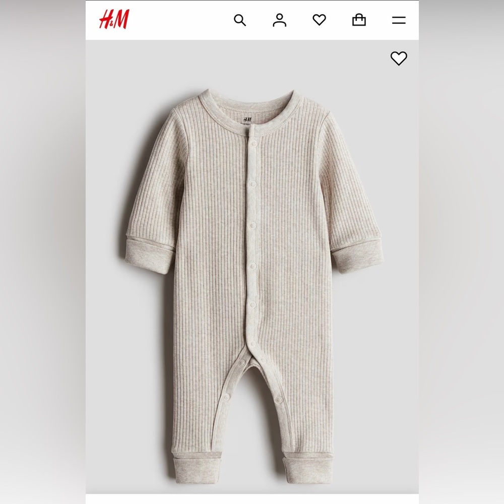 H&M Beige Ribbed Baby Footie